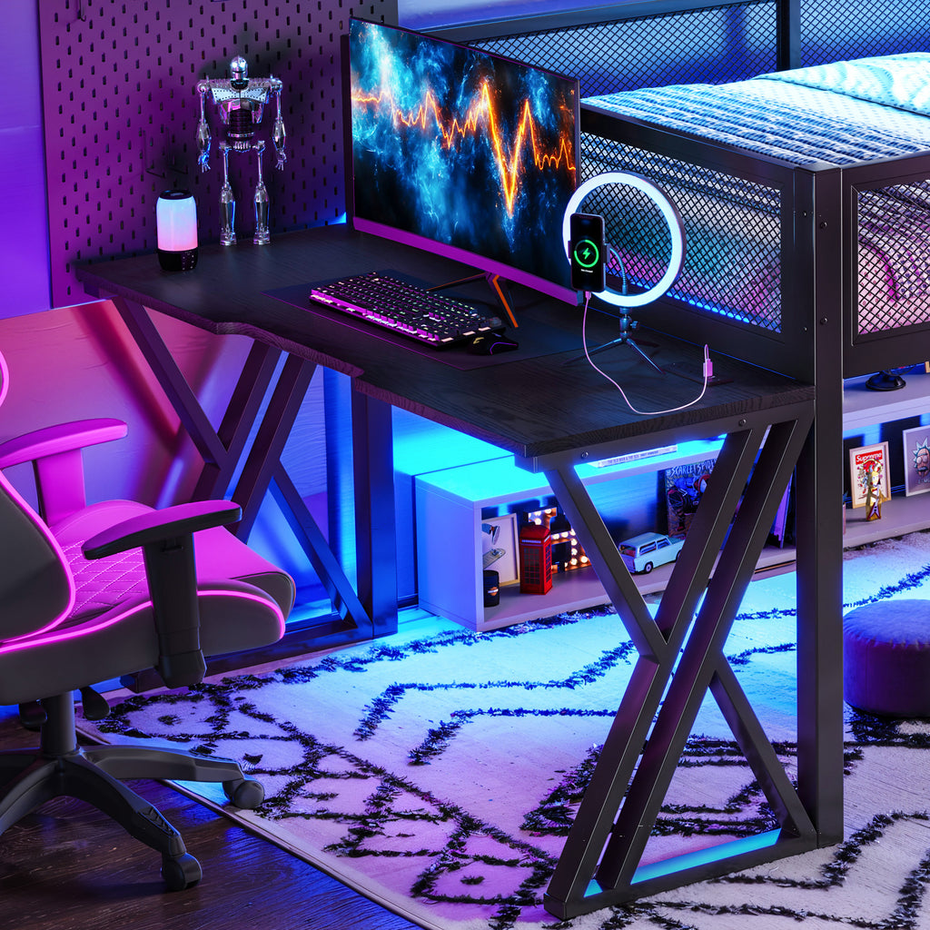 Full Size Gaming Loft Bed With Desk – detail view