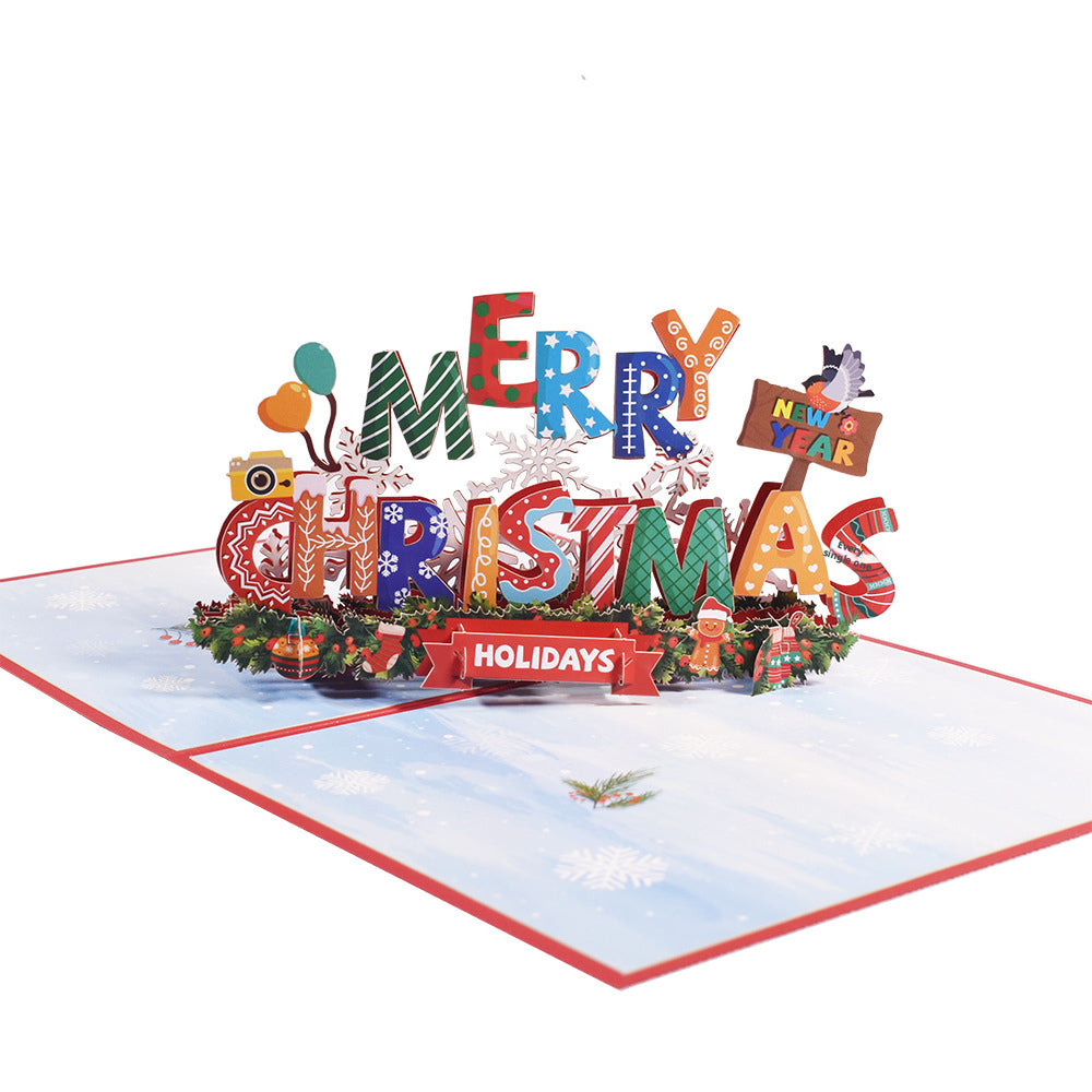 Christmas Three-dimensional Greeting Card-color Printed Christmas Plain
