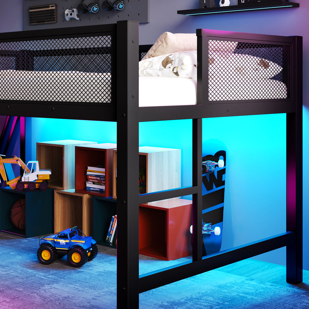 Full Size Gaming Loft Bed With Desk – in use