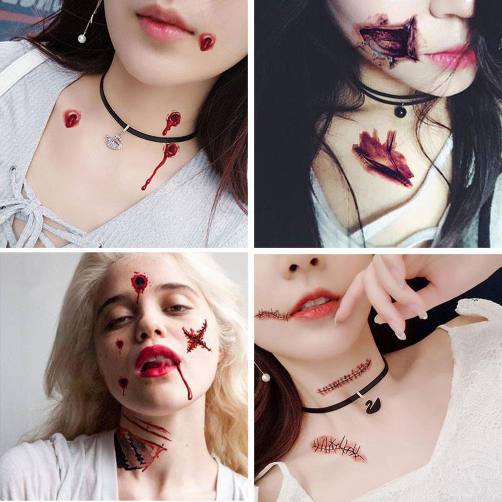 Temporary Scar Tattoos Stickers Realistic Bloody Wound – close-up