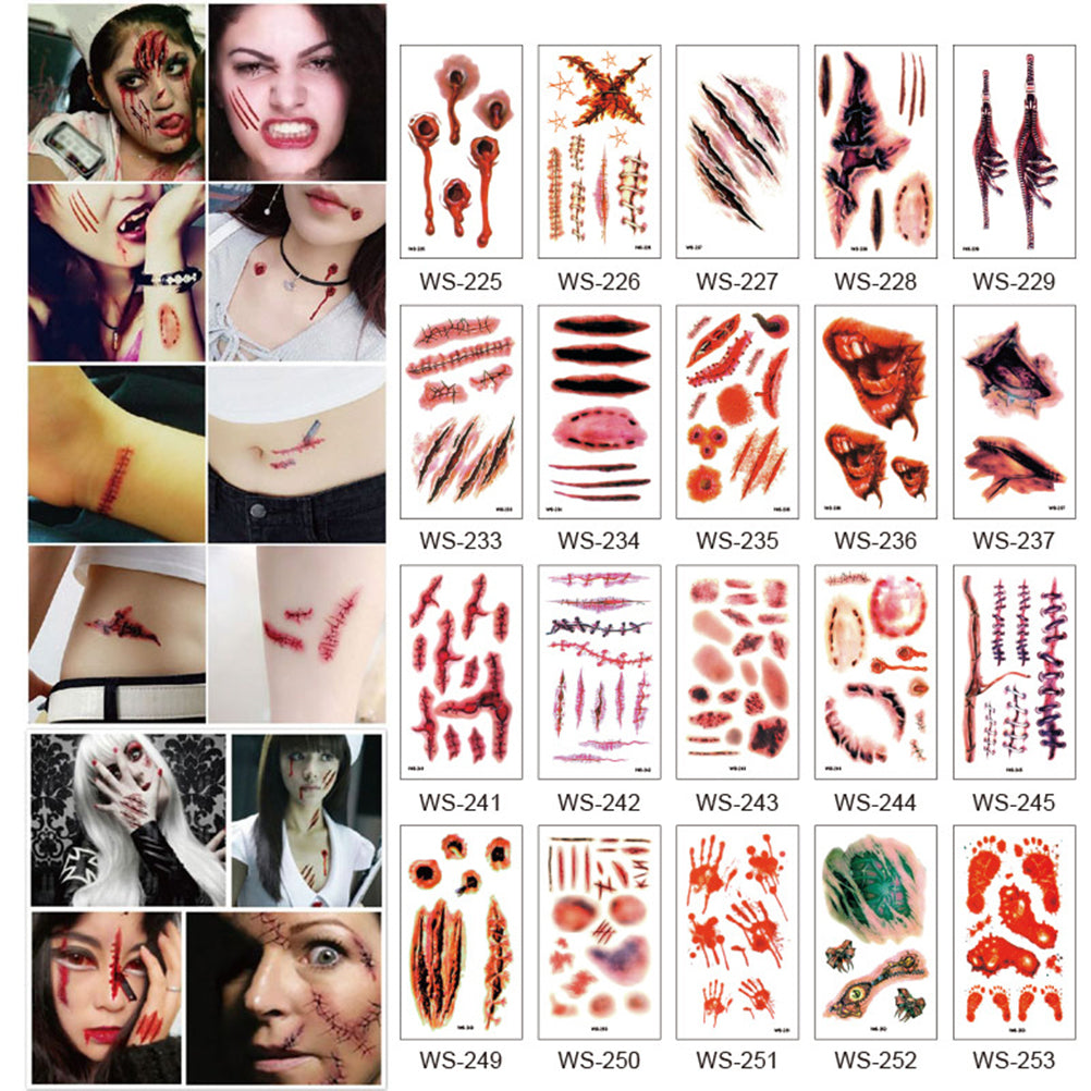 Temporary Scar Tattoos Stickers Realistic Bloody Wound – detail view